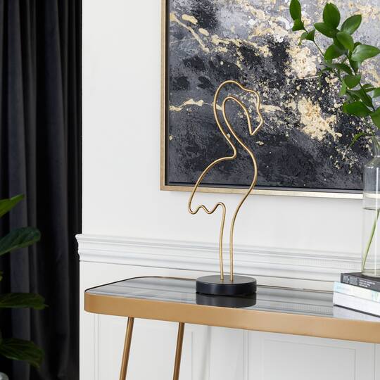 CosmoLiving by Cosmopolitan 18" Gold Contemporary Flamingo Sculpture